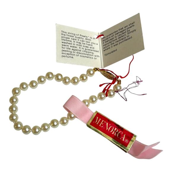Vintage Menorca Simulated Pearls Bracelet 7” Original Tags Attached - Picture 2 of 5